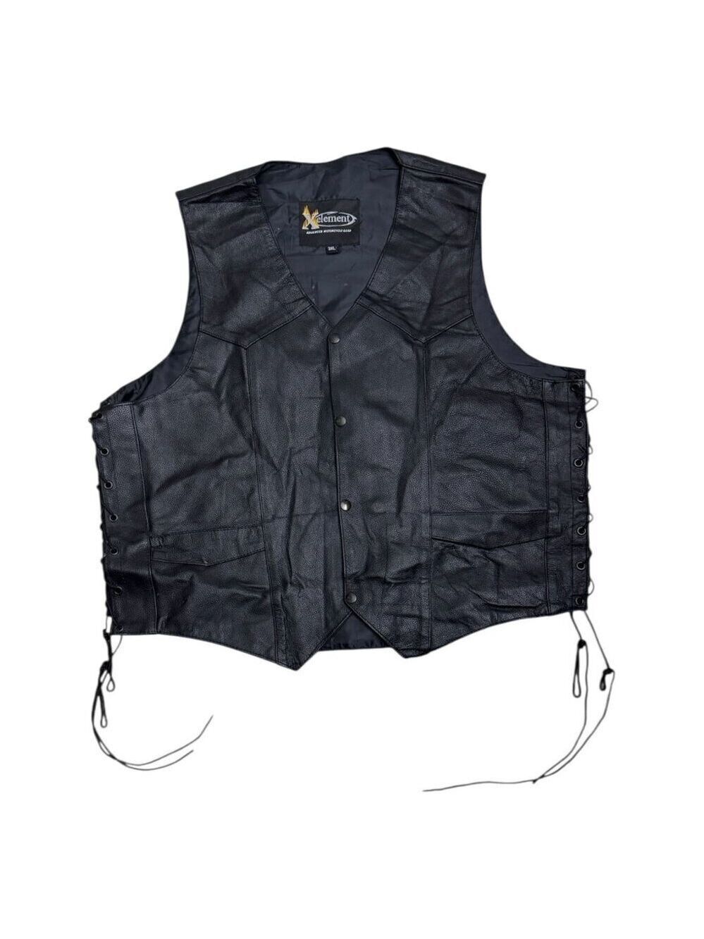 X-ELEMENT Genuine Leather Eagle Live to Ride Motorcycle Biker Vest Mens 3XL